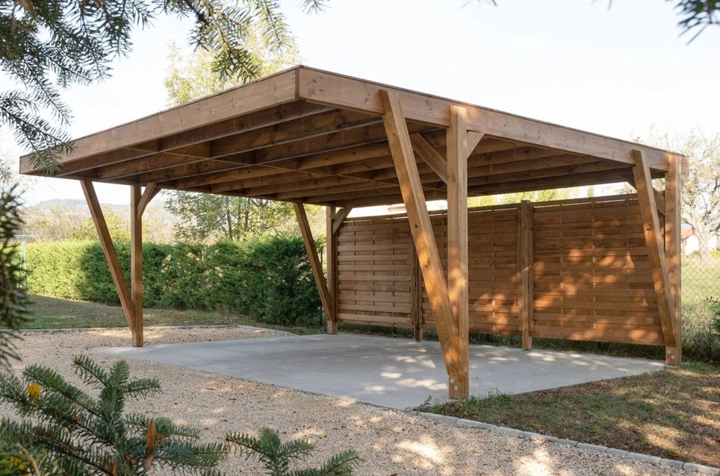 fondation béton pour un carport en bois Landivisiau